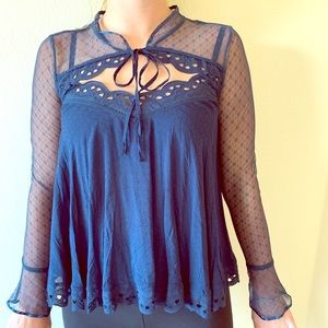 Free people lace long sleeve blouse